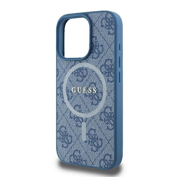 Guess 4G Ring Classic Logo MagSafe iPhone 16 Pro Case - Blå