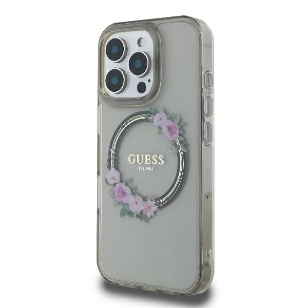 Guess IML Flowers Wreath MagSafe iPhone 16 Pro Case - sort