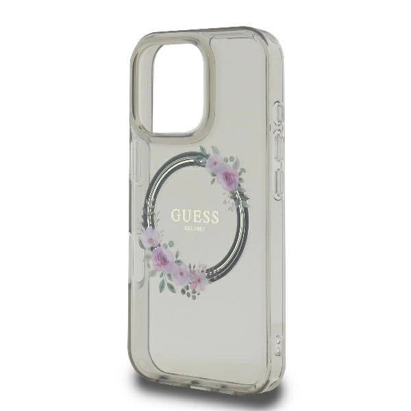 Guess IML Flowers Wreath MagSafe iPhone 16 Pro Case - sort