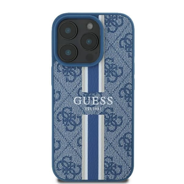 Guess 4G Printed Stripes MagSafe case til iPhone 16 Pro - blå