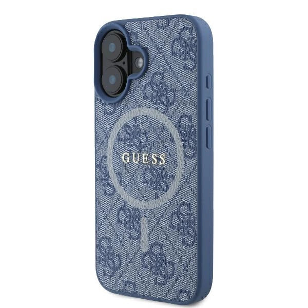 Guess 4G Ring Classic Logo MagSafe-hylster til iPhone 16 - blå