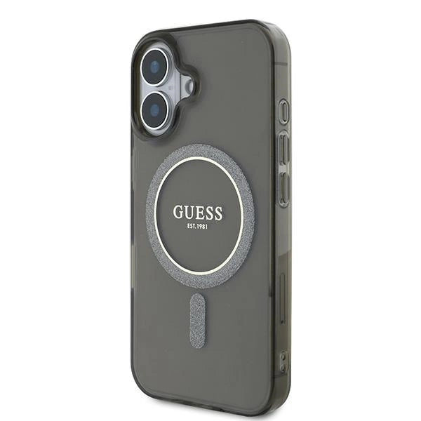 Guess IML Glitter Circle MagSafe-hylster til iPhone 16 - sort
