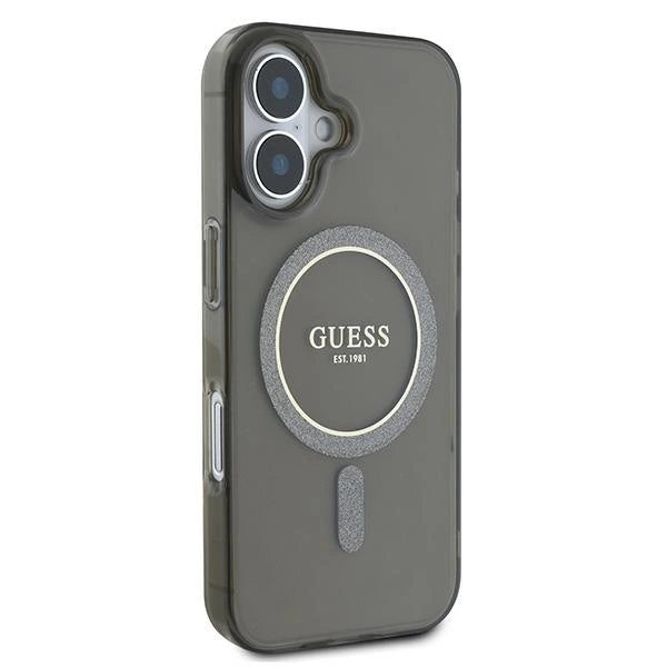Guess IML Glitter Circle MagSafe-hylster til iPhone 16 - sort