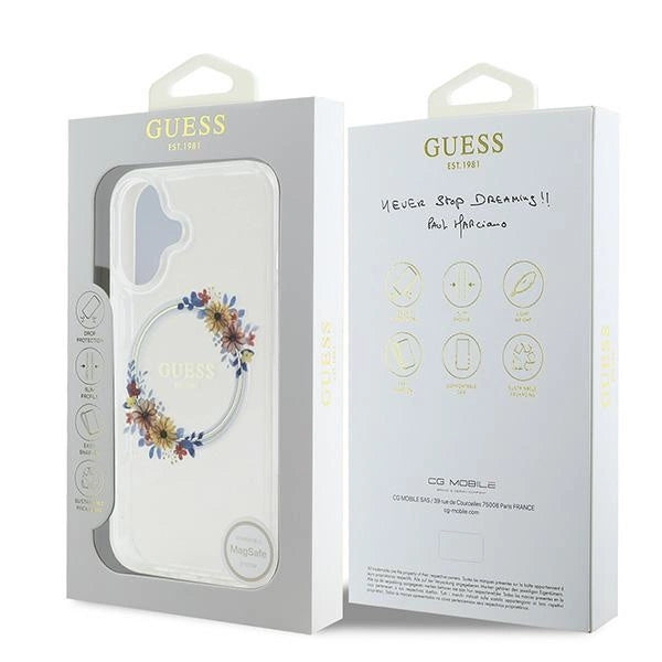 Gæt IML Flowers Wreath MagSafe iPhone 16 Case - klar