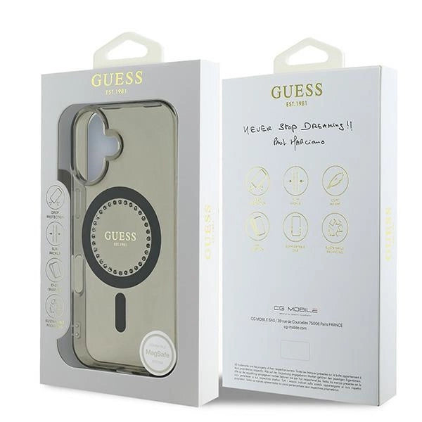 Guess IML Rhinestones MagSafe iPhone 16 Case - sort