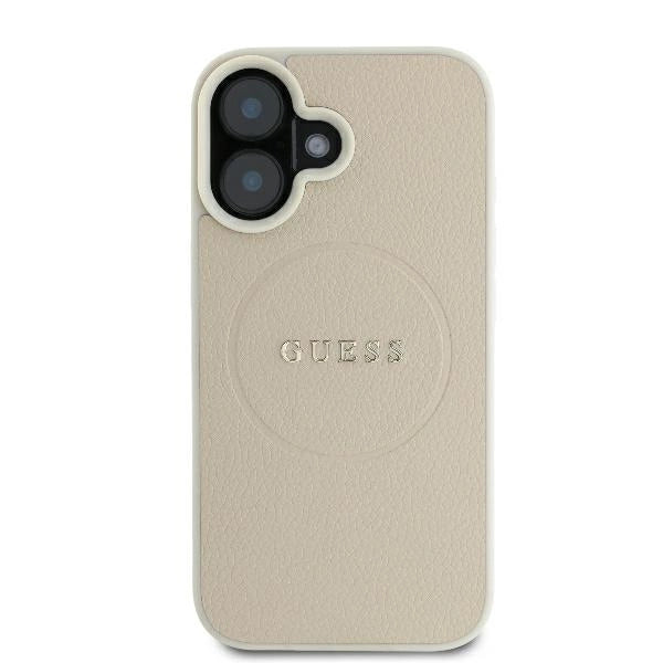 Guess Grained Ring MagSafe-hylster til iPhone 16 - beige