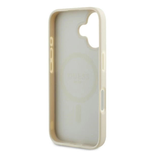 Guess Grained Ring MagSafe-hylster til iPhone 16 - beige