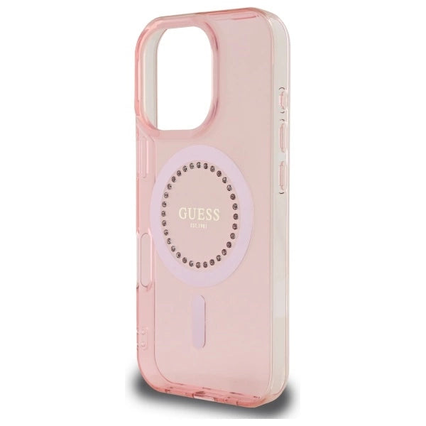 Guess IML Rhinestones MagSafe iPhone 16 Pro Max-fodtæppe - Pink