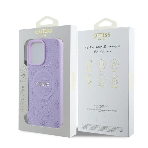 Gæt Saffiano Peony Classic Logo MagSafe iPhone 16 Pro Max Case - lilla