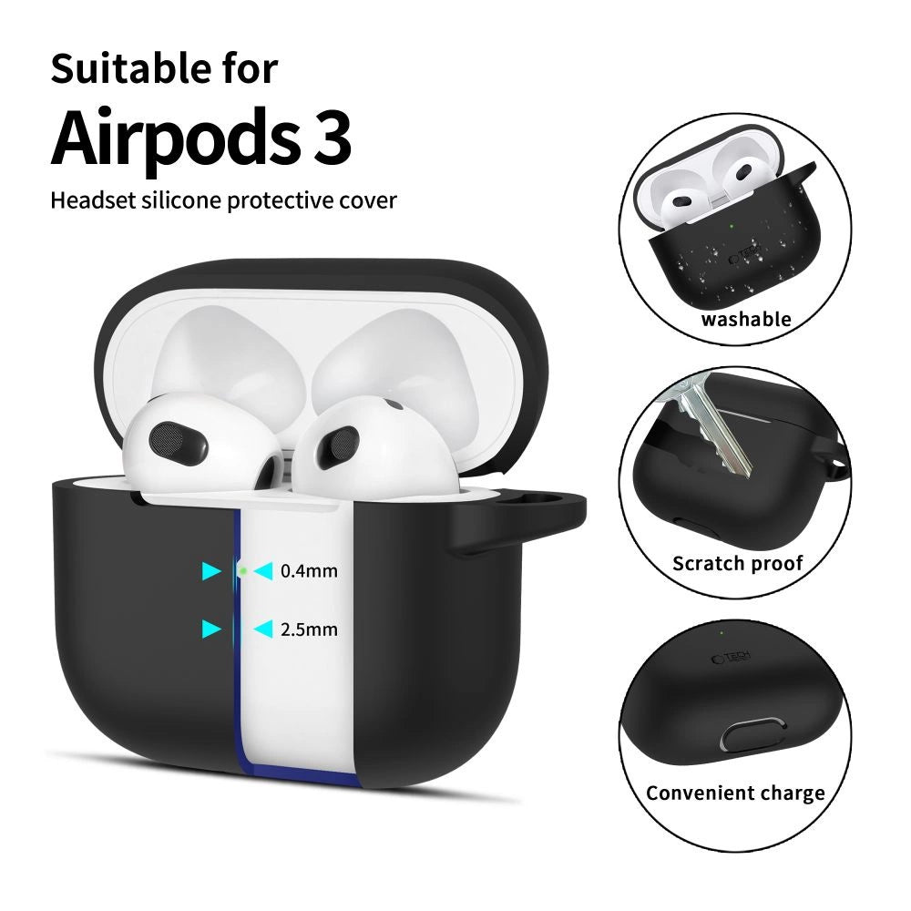 Tech-Protect Silicone Hook Case til Apple AirPods 3 - sort