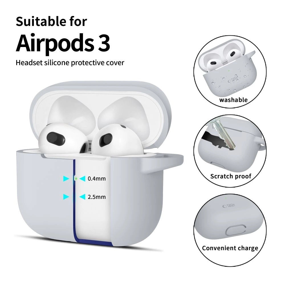 Tech-Protect Silicone Hook Case til Apple AirPods 3 - Grå