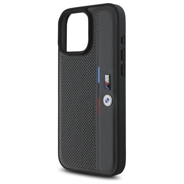 BMW M Perforeret Tricolor Detail Line iPhone 16 Pro Case - Mørkgrå