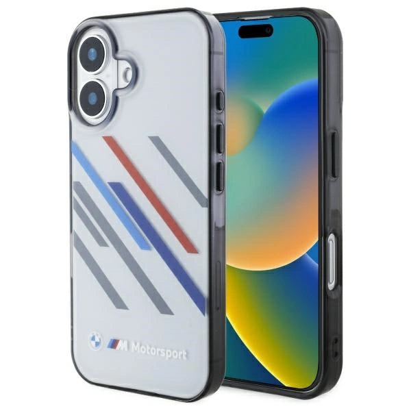 BMW Motosport IML Random Stripes iPhone 16 Plus Case - Grå