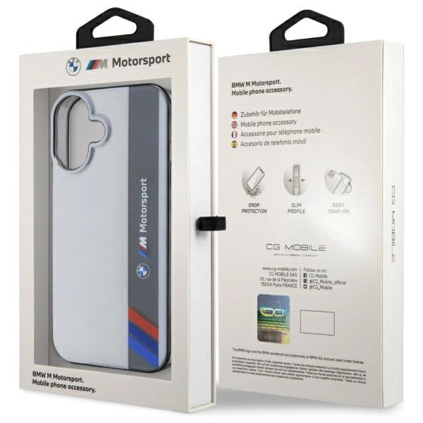 BMW Motosport IML Vertical Stripe iPhone 16 Case - Grå