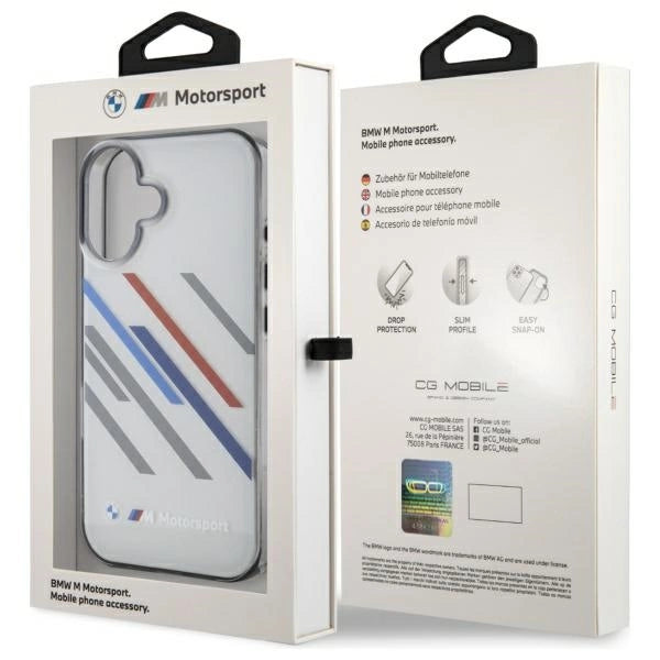 BMW Motosport IML Random Stripes iPhone 16 Case - Grå
