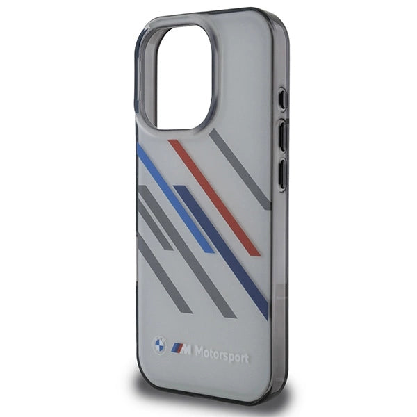 BMW Motosport IML Random Stripes iPhone 16 Pro Max Case - Grå