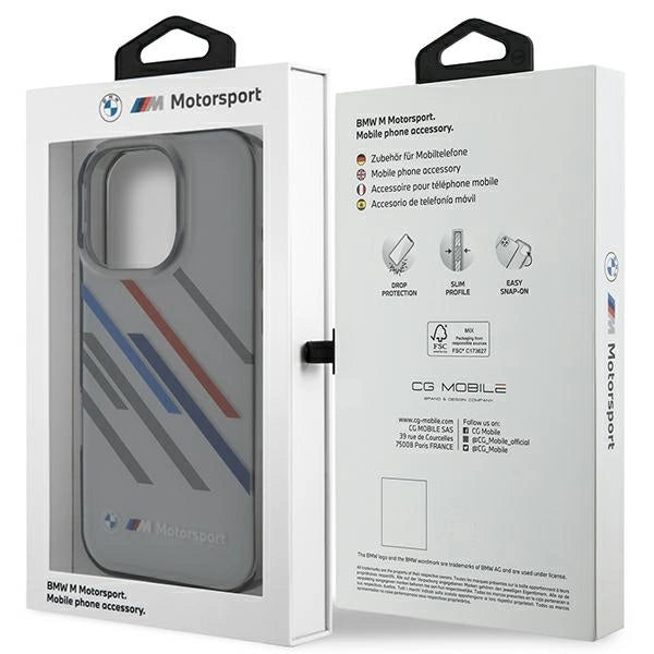 BMW Motosport IML Random Stripes iPhone 16 Pro Max Case - Grå