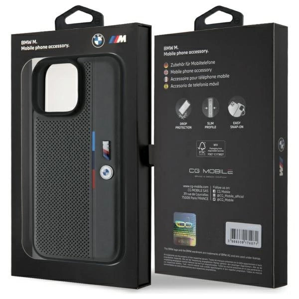 BMW M Perforeret Tricolor Detail Line iPhone 16 Pro Max Case - mørk grå