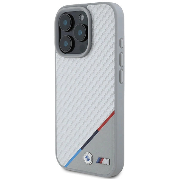 BMW M Carbon Tricolor Line MagSafe Case til iPhone 16 Pro - Grå