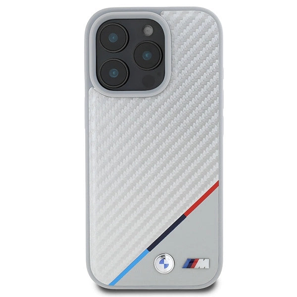 BMW M Carbon Tricolor Line MagSafe Case til iPhone 16 Pro - Grå