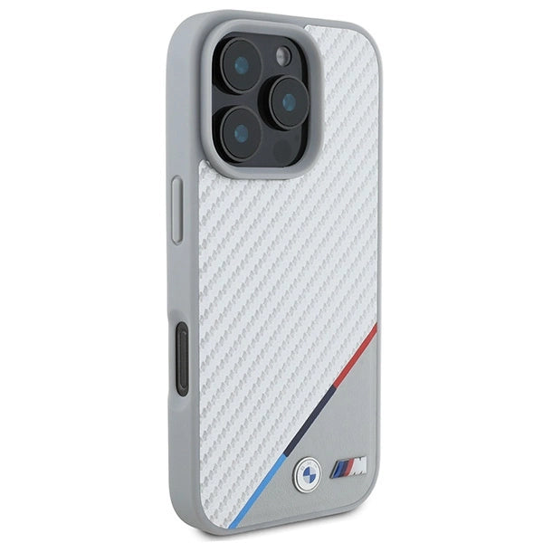 BMW M Carbon Tricolor Line MagSafe Case til iPhone 16 Pro - Grå