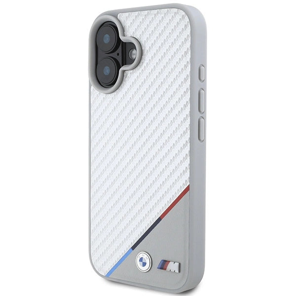 BMW M Carbon Tricolor Line MagSafe iPhone 16 Case - Grå