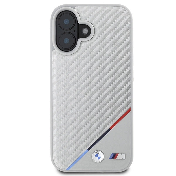 BMW M Carbon Tricolor Line MagSafe iPhone 16 Case - Grå