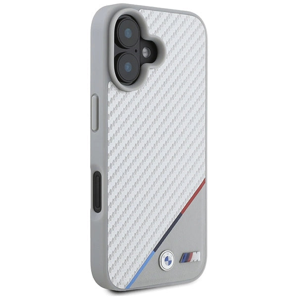 BMW M Carbon Tricolor Line MagSafe iPhone 16 Case - Grå