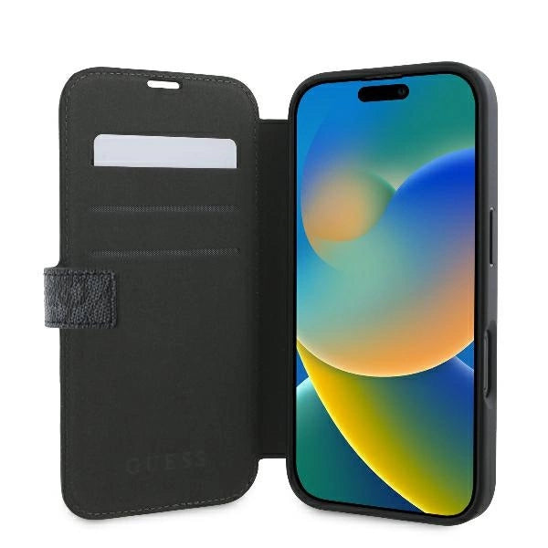 Guess 4G Metal Logo iPhone 16 Hylde - sort
