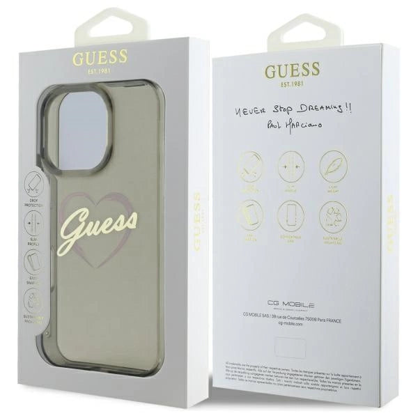 Guess IML Heart Case til iPhone 16 Pro - sort