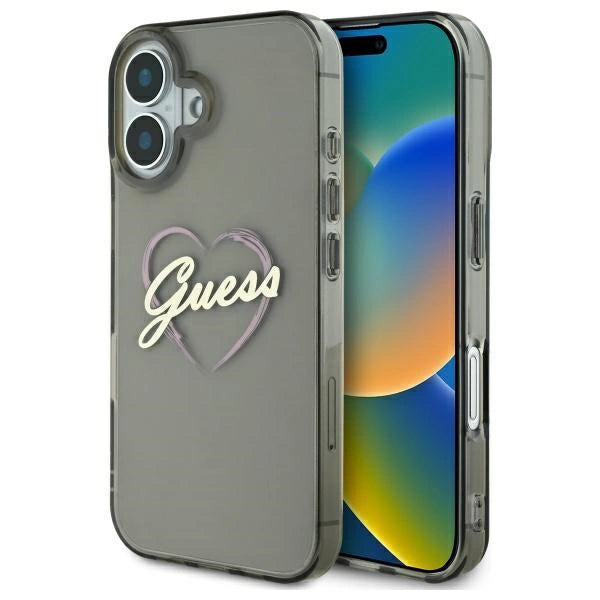 Guess IML Hjerte iPhone 16 Case - sort