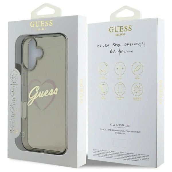 Guess IML Hjerte iPhone 16 Case - sort