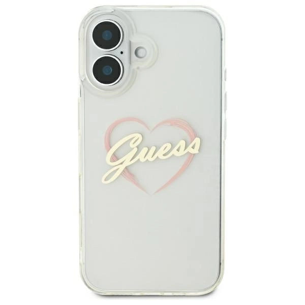 Gæt IML Heart iPhone 16 Case - gennemsigtigt