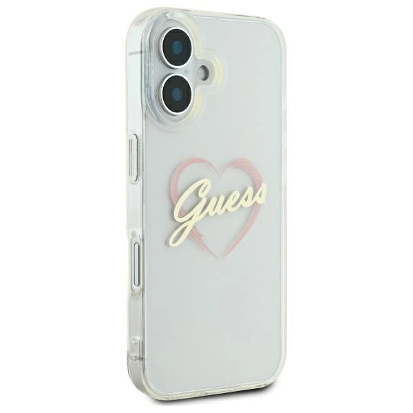 Gæt IML Heart iPhone 16 Case - gennemsigtigt