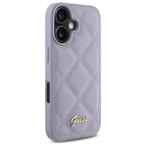Guess Quilted Metal Logo case til iPhone 16 - lys lilla