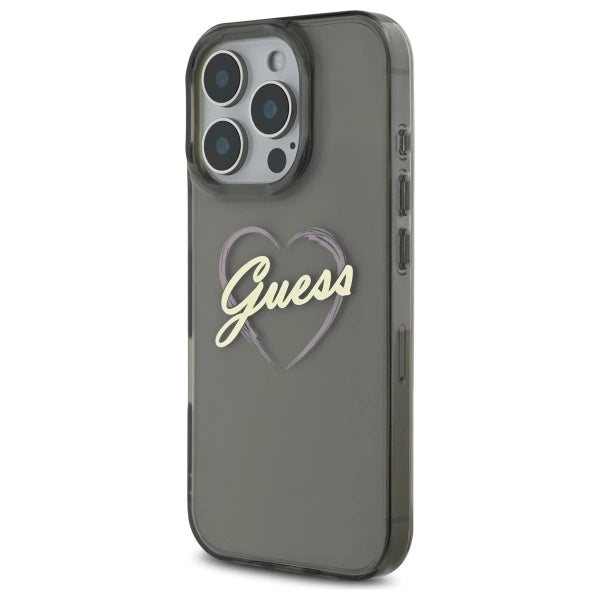 Guess IML Heart Case til iPhone 16 Pro Max - sort
