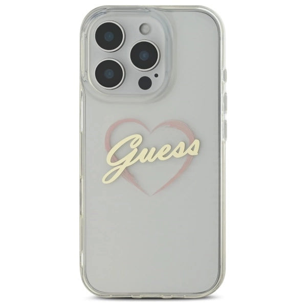 Guess IML Heart Case til iPhone 16 Pro Max - Gennemsigtig