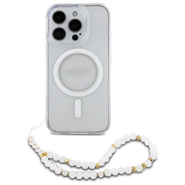 Gæt IML Glitter med Pearl Strap MagSafe iPhone 16 Pro Case - klar