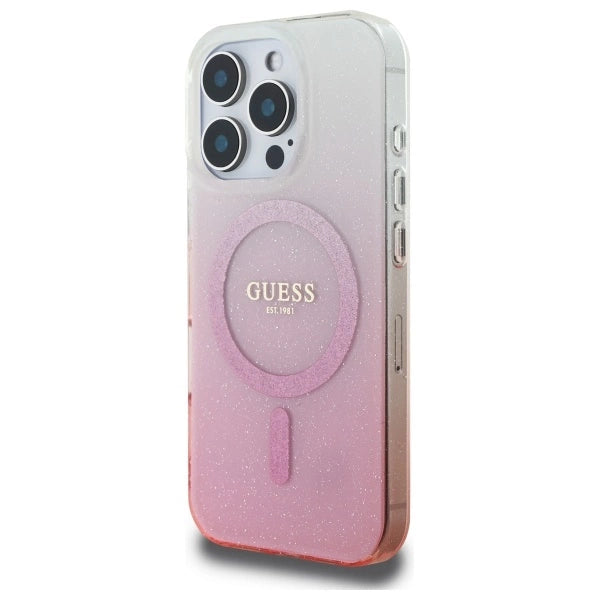 Guess IML Glitter Gradient MagSafe Case til iPhone 16 Pro - Pink