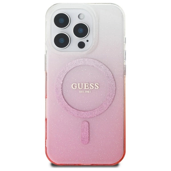Guess IML Glitter Gradient MagSafe Case til iPhone 16 Pro - Pink