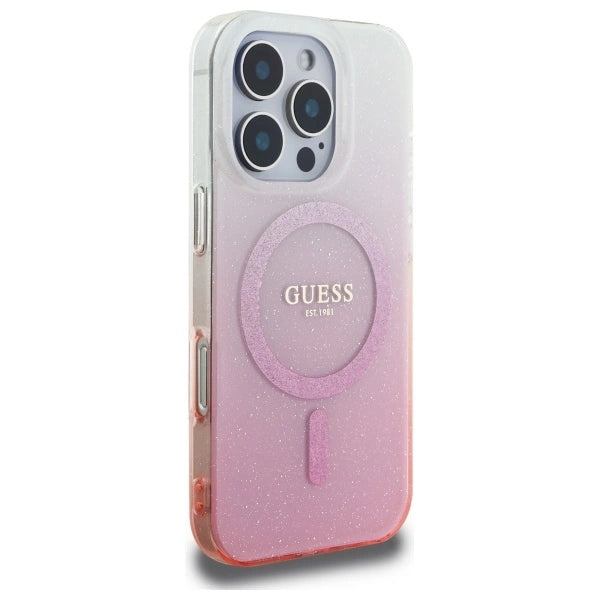 Guess IML Glitter Gradient MagSafe Case til iPhone 16 Pro - Pink