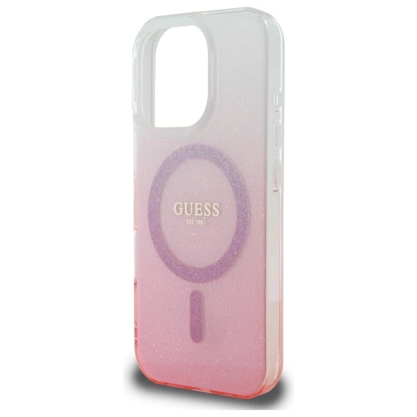Guess IML Glitter Gradient MagSafe Case til iPhone 16 Pro - Pink