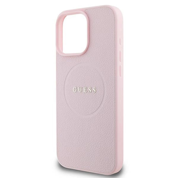 Guess Grained Ring MagSafe iPhone 16 Pro Case - Pink