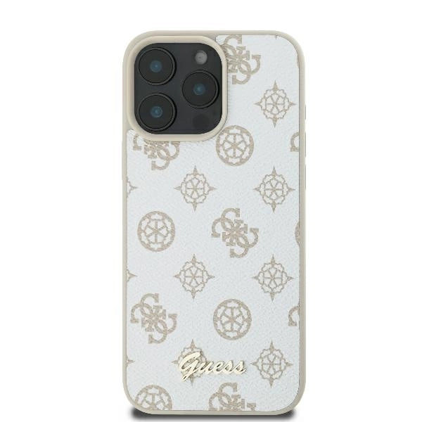 Guess Peony Script Logo MagSafe iPhone 16 Pro Case - Hvid