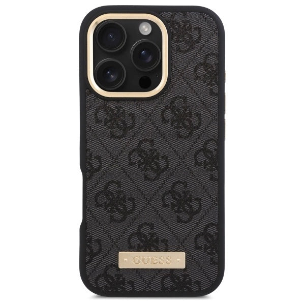 Guess 4G Logo Plate MagSafe Case til iPhone 16 Pro - sort