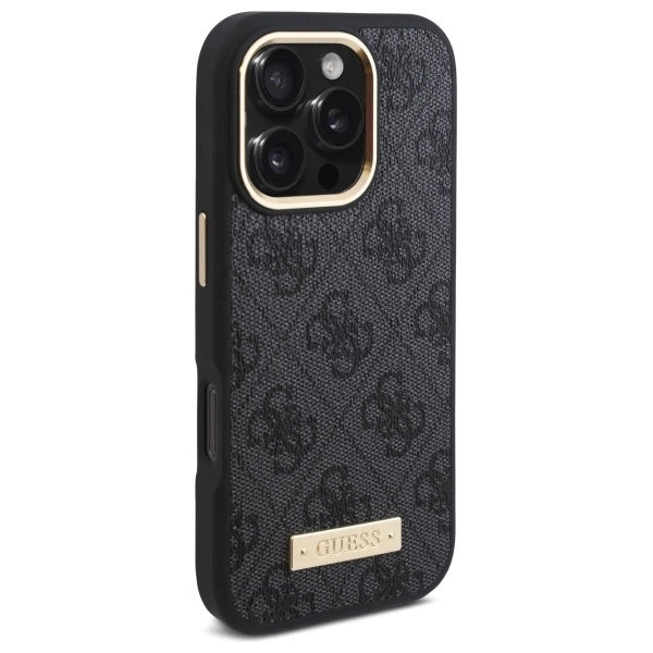 Guess 4G Logo Plate MagSafe Case til iPhone 16 Pro - sort