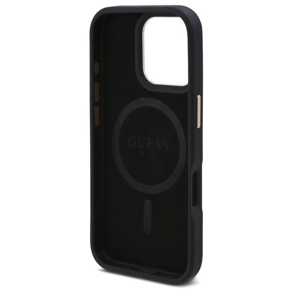 Guess 4G Logo Plate MagSafe Case til iPhone 16 Pro - sort