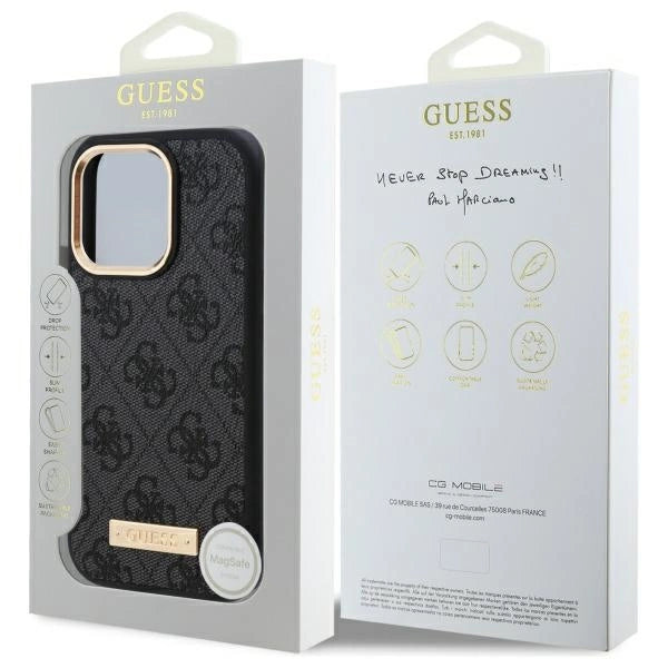 Guess 4G Logo Plate MagSafe Case til iPhone 16 Pro - sort