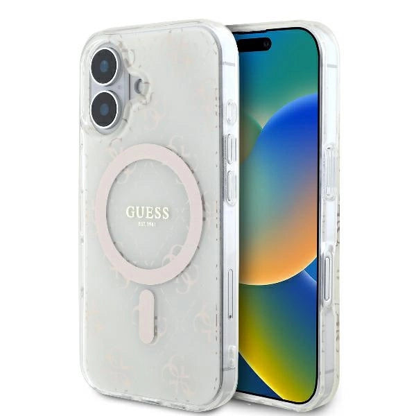 Guess IML 4G Baggrunds MagSafe Case til iPhone 16 Plus - Hvid