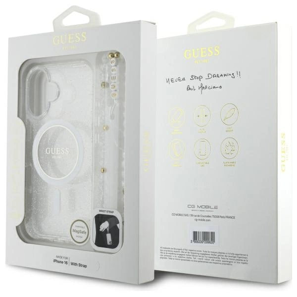 Gæt IML Glitter med Pearl Strap MagSafe iPhone 16 Plus Case - klar